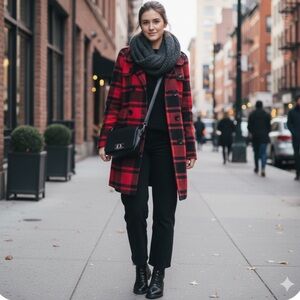 Red plaid coat
